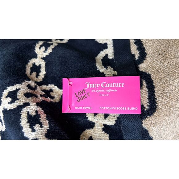 Juicy Couture Black & Gold Chain Bath Towels Luxury Cotton/Viscose Glam Bathroom - Picture 8 of 10
